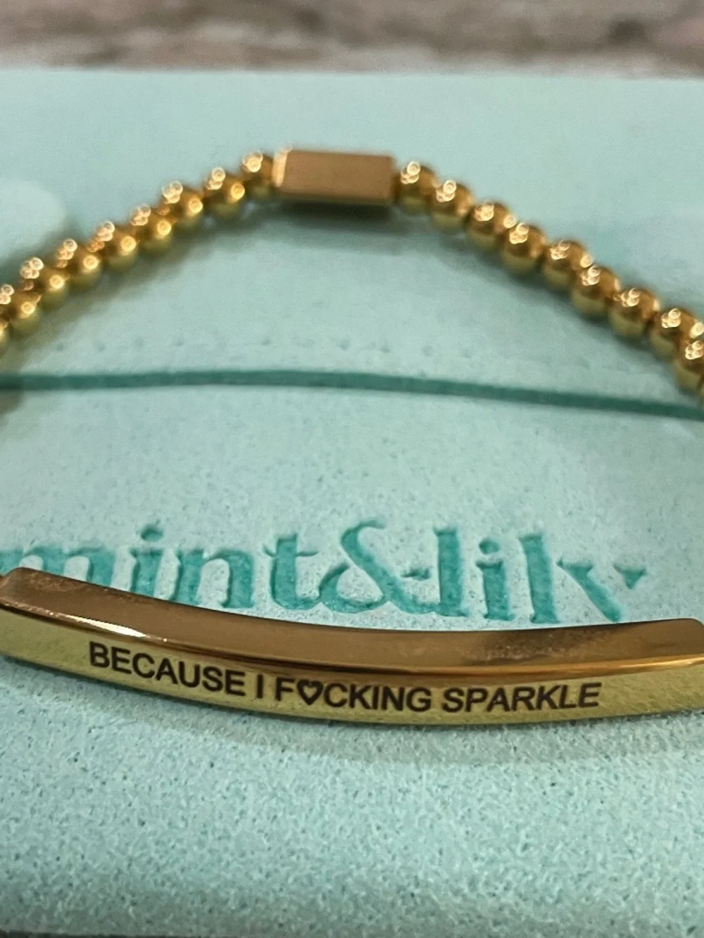 MINT&LILY inspirational gold tone beaded bracelet NIP